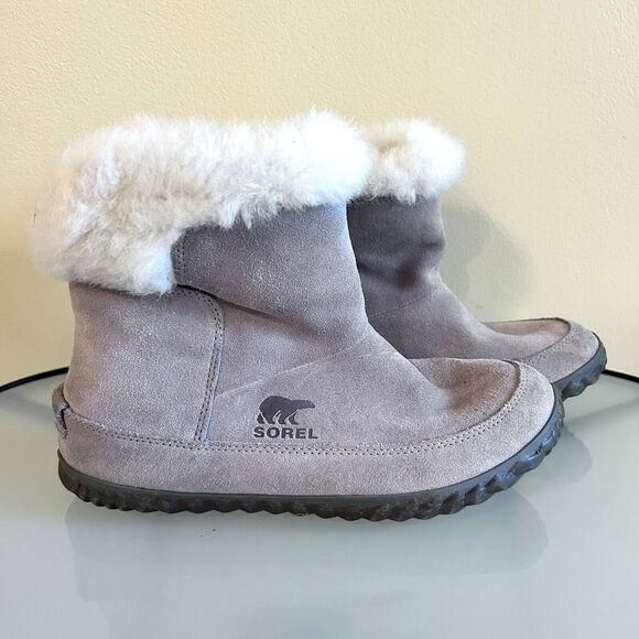 Sorel Out N About Bootie Suede Faux Fur Lining Gray Women’s Size 7 NL3073-061 - Picture 1 of 9